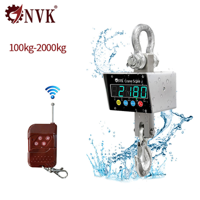 NVK Маленький 100 кг-2T Промышленный материал из 304 нержавеющей стали Водонепроницаемая висячая весы с беспроводным устройством